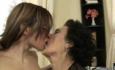 Very old granny enjoying lesbian sex with teen girl on lesbiandaughter.com