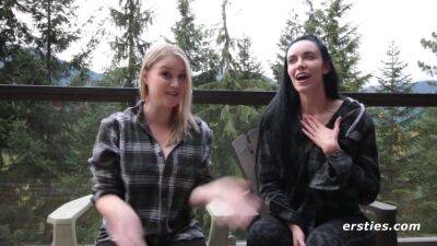 Lesbian Couple Enjoy Far Away Sex - Blonde and brunette flirting outdoors - Germany on lesbiandaughter.com