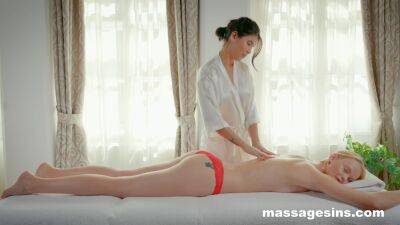 Massage makes these hot lesbians crave more than just sensual touches on lesbiandaughter.com