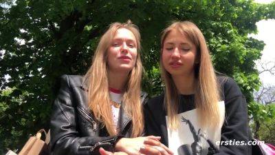Sexy Couple Take Turns Heating Each Other Up - Blonde lesbians Hd interview outdoors - Germany on lesbiandaughter.com